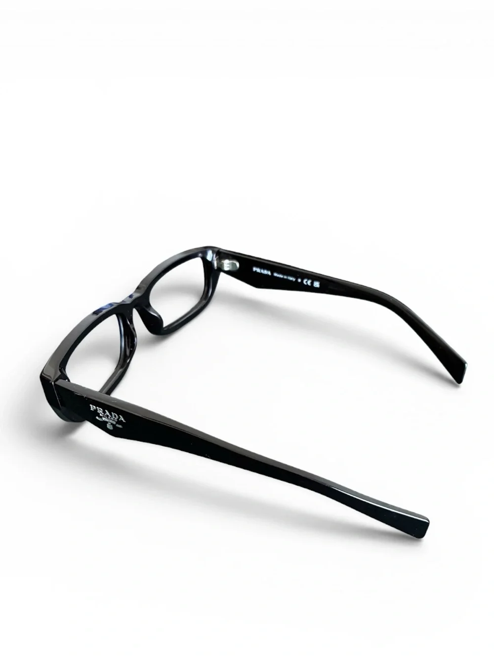 Prada Glossy Black Rectangular Women's Glasses